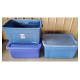 3ct Plastic Totes - 1 No Lid