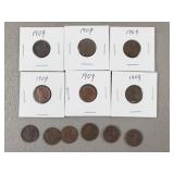 12ct Wheat Pennies 1909 & 1910
