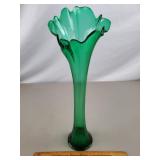 Green Glass Swung Vase 17 & 1/4' H