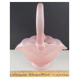 Pink Satin Glass Basket 7 & 3/4'H