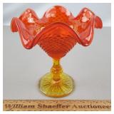 Amberina Glass Compote 6 & 1/4' H