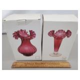 2ct Cranberry Glass Vases