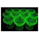 Green Uranium Depression Glass Goblets