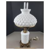 Fenton Quilted Diamond Glass Lamp 22' H