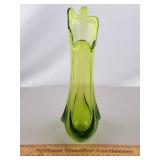 Viking Green Glass Swung Vase 10 & 3/4' H