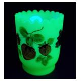 Fenton Uranium Glass Toothpick Holder L Piper