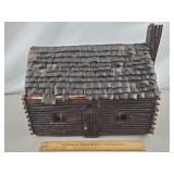 Vintage Hand Made Log Cabin 13 & 1/4' H