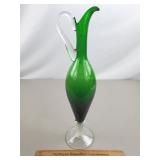 Hand Blown Art Glass Pitcher 18' H
