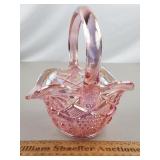 Smith Pink Glass Basket 8' H