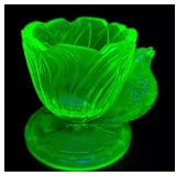 Vaseline Uranium Glass Toothpick Holder 2 & 1/2'H