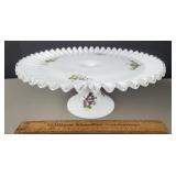 Fenton Violets in the Snow Glass Cake Stand