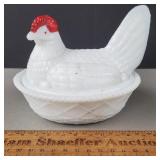 Westmoreland Milk Glass Hen on Nest Dish