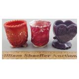 Slag Glass Toothpick Holders Up to 2 & 5/8' H