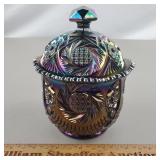 Fenton Carnival Glass Sugar Bowl 6' H