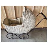 Antique Wicker Baby Stroller 30 & 1/2" H