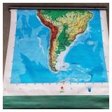 Vintage Classroom Map of South America