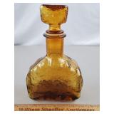 Vintage Amber Glass Decanter 9 & 3/4" H