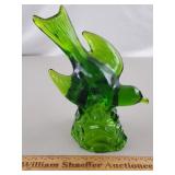 LE Smith Green Glass Bird Figurine 8 & 1/4" H