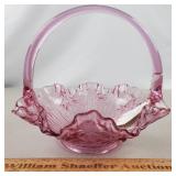 Fenton Cranberry Glass Basket 7" H