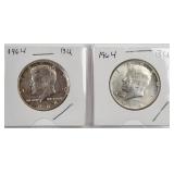 2ct 1964 BU Kennedy Silver Half Dollars