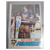 1977 OPC Denis Herron Signed Hockey Card