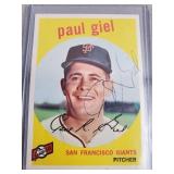 1959 Topps Paul Giel Signed Baseball Card