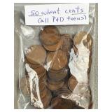 50ct 1910s Wheat Pennies All P & D Mint