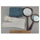Vintage Hand Mirrors & Gloves