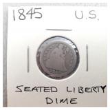 1845 Seated Liberty Silver Dime