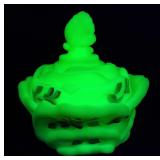 Fenton Burmese Butterfly Trinket Box Uranium HP