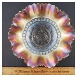 Dugan Carnival Glass Windflower Bowl 8 & 1/2" W