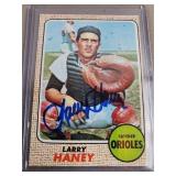 1968 Topps Larry Haney Signed Baseball Card