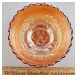 Dugan Carnival Glass Apple Blossom Bowl 5 & 1/2"W