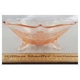 Pink Glass Footed Bowl 8 & 1/2" W