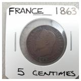1863 France 5 Centimes