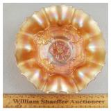 Dugan Carnival Glass Bowl Apple Blossom 7" W