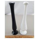 2ct Glass Vases - 1 Fenton Hobnail Up to 9 & 1/2"H