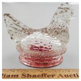 Vintage Glass Chicken Candy Container 4 & 1/2" H