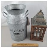 Decorative Metal Lantern & Milk Can