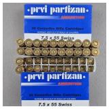 7.5 x 55 Swiss Ammo 22 Rounds & 18 Spent Casings
