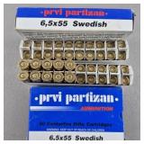 6.5 x 55 Ammo 10 Rounds & 30 Spent Casings