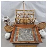 Wood Tray, Bamboo Magazine Rack, Bird Decor