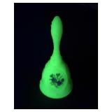 Fenton Glass Bell Uranium Signed 6 & 1/2' H