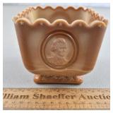 Fenton Chocolate Slag Patriot Glass Vase 4' H