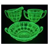 Imperial Glass Sugar Creamer Bowl Uranium
