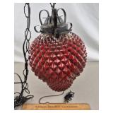 Vintage Hanging Red Glass Lamp