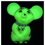 Fenton Glass HP Signed Mouse Figurine Uranium