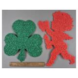 Vintage Melted Plastic Popcorn Cupid & Shamrock
