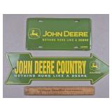 John Deere Metal Sign & License Plate