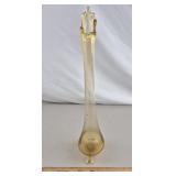 LE Smith Amber Swung Vase 3 Toe 16 & 1/2' H